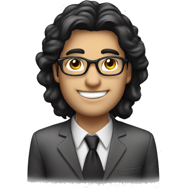 Human resources, black hair, man, turkish, professional smile, black glasses emoji