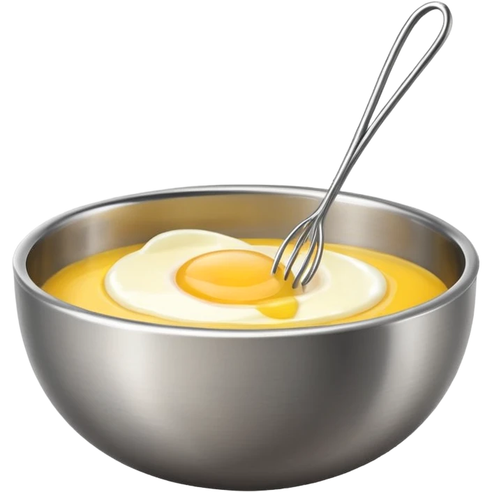 beaten egg in a bowl, There is a whisk inside the bowl. emoji