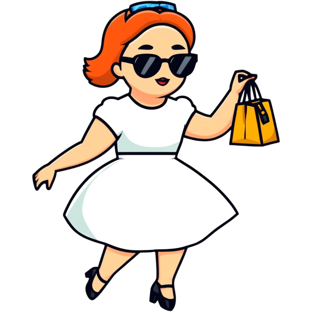Dress and sunglasses, and with a bag dance ￼ emoji