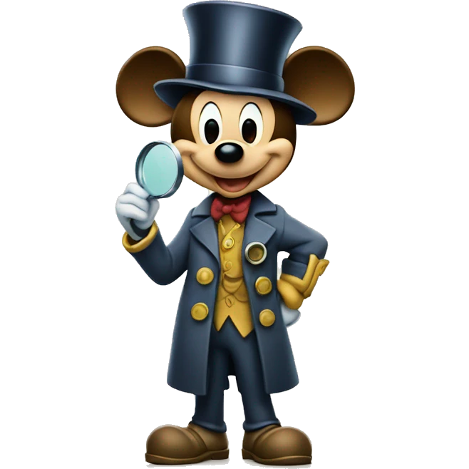 mickey mouse detective holding a magnifying glass emoji