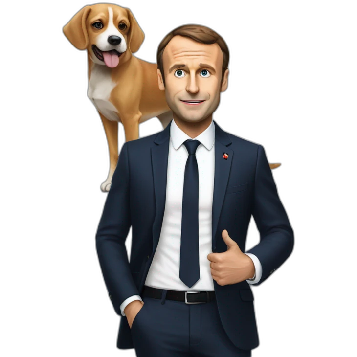 Macron sur un chien emoji