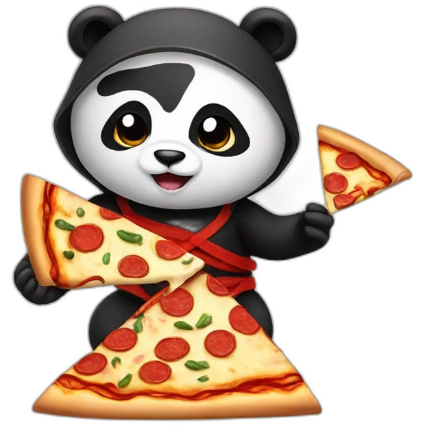 Ninja panda with pizza emoji