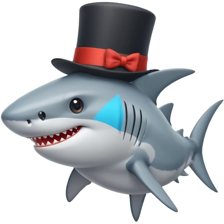 Shark with a top hat emoji