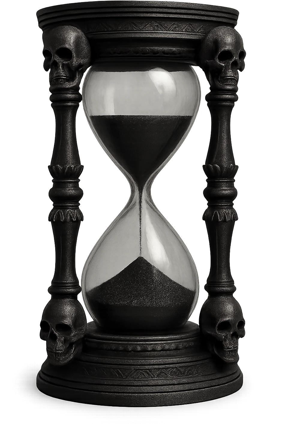 realistic goth black hourglass, highly detailed, no background emoji