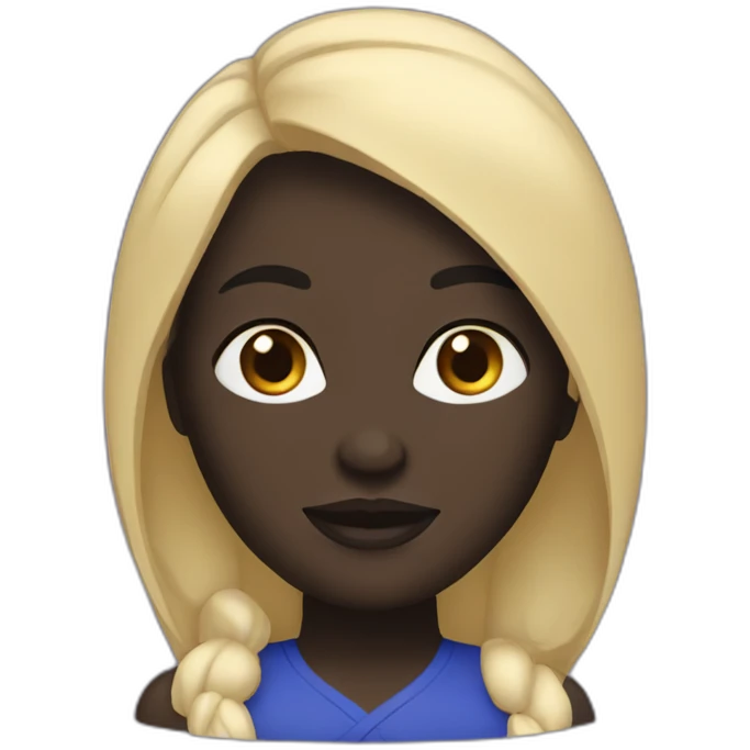woman with cobalt black skin and facial hair emoji