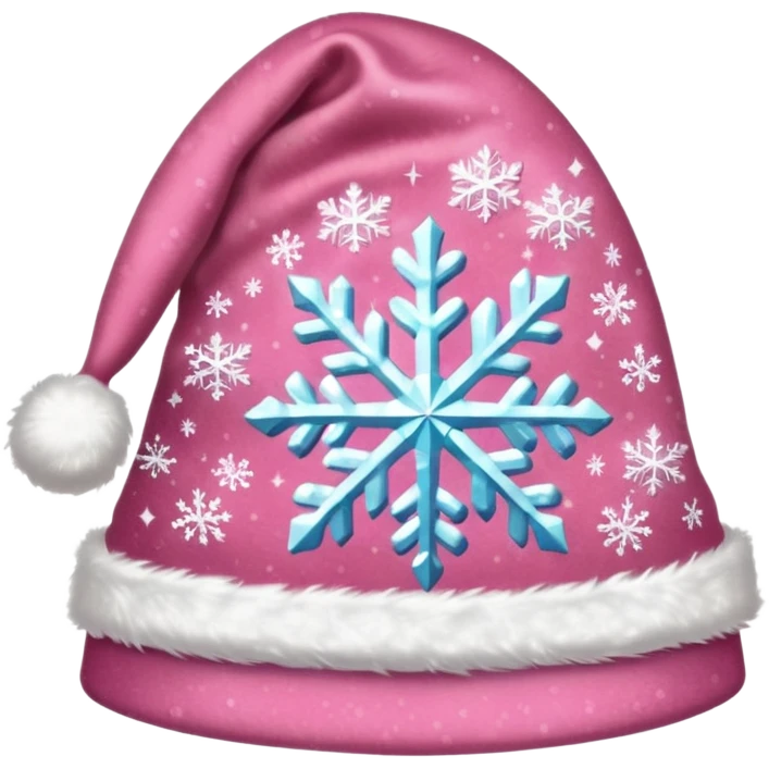 Light pink Santa hat with sparkly snowflakes emoji