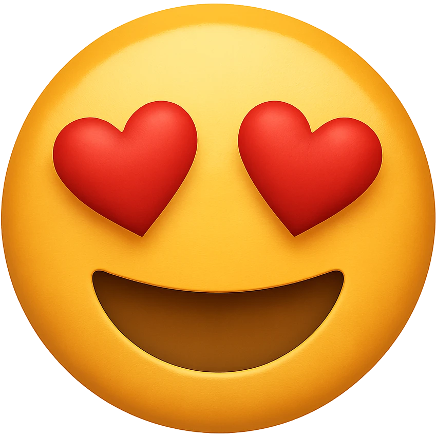yellow face with heart eyes emoji, digital illustration emoji