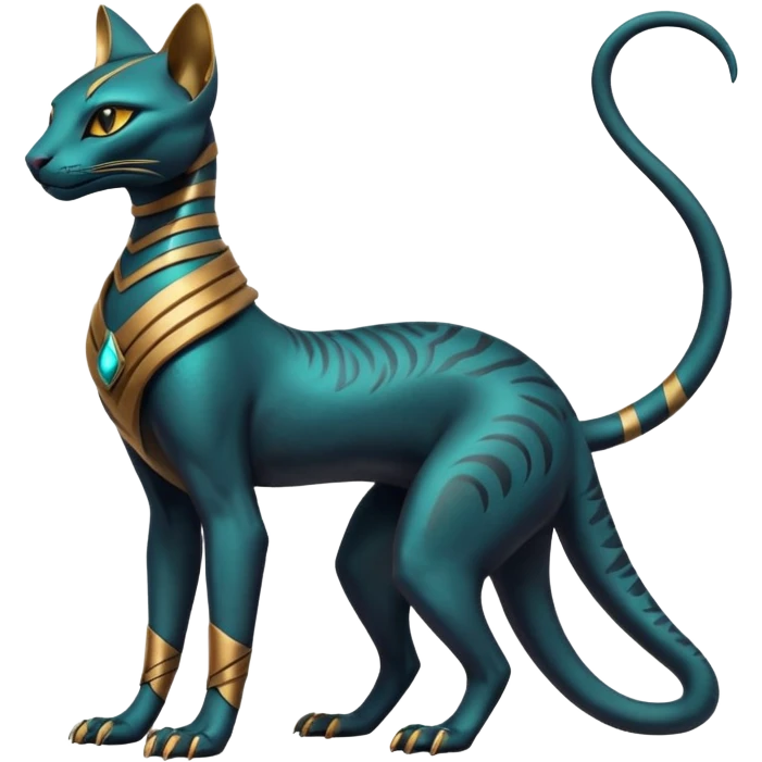 Futuristic Ethereal Beautiful Elegant Salandit-Bastet-Fakémon-hybrid-creature (full body)  emoji