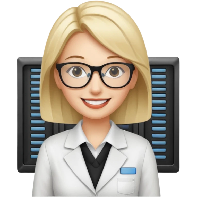 female system administrator with a server behind emoji