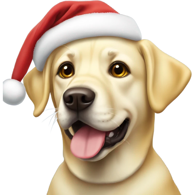 Yellow lab dog wearing Santa hat emoji