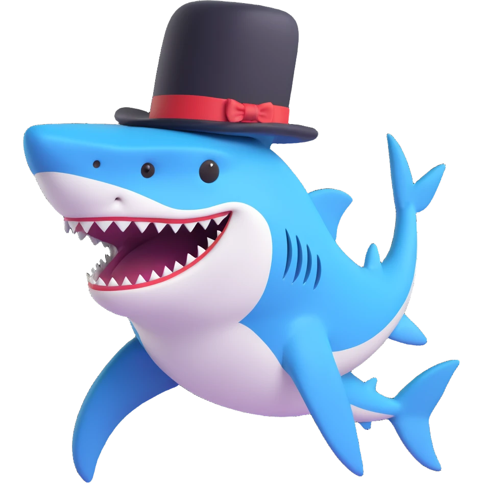 Shark with a top hat emoji