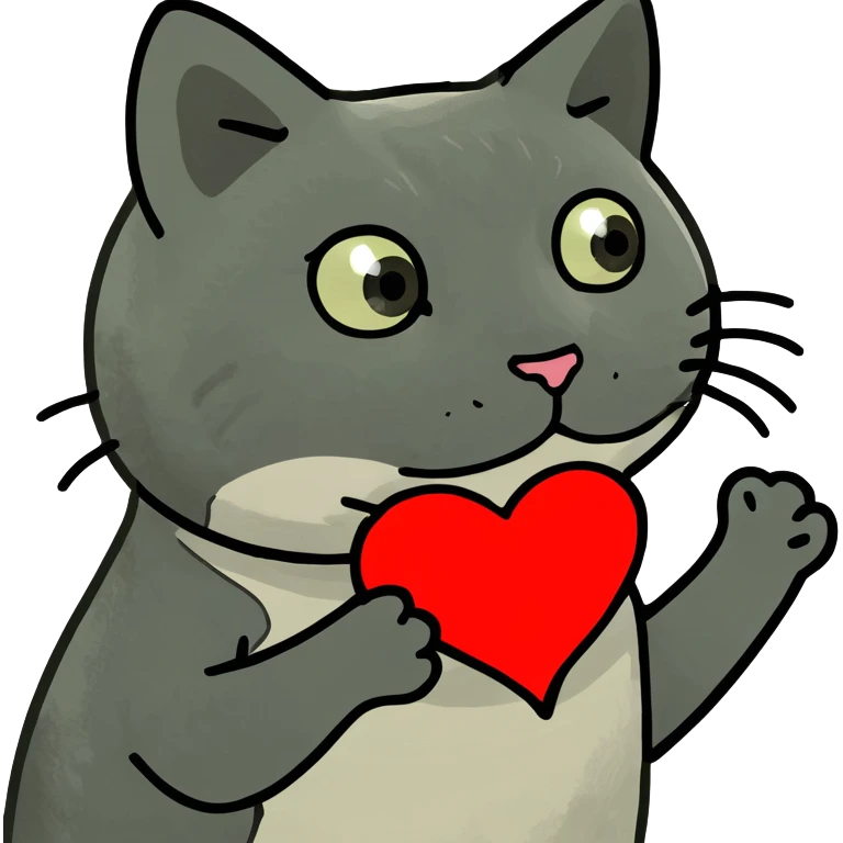 Cat stabbing a heart emoji