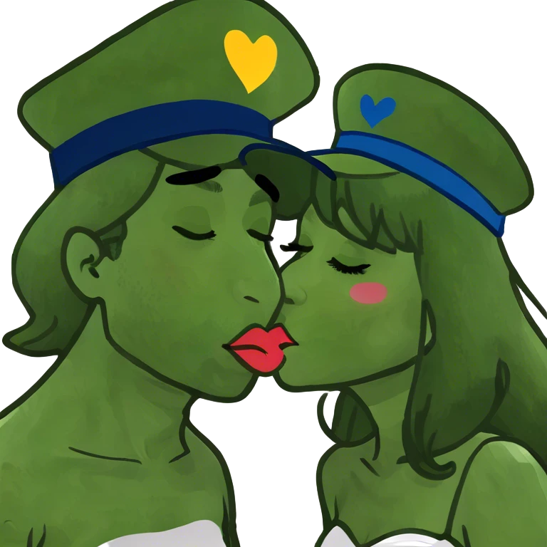 kiss face with hat emoji