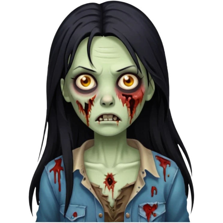 mulher zumbi cabelo liso tamanho grande preto emoji