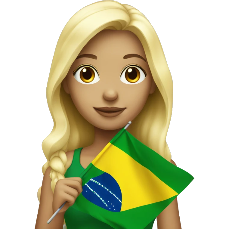 Blond girl holding a brazilian flag  emoji