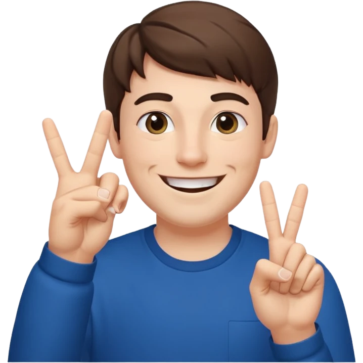 Mr Beast doing this sign "✌️". MR BEAST (the youtuber) emoji