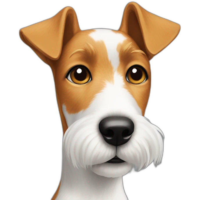 Fox terrier with on ear pointing up and the other ear folded emoji