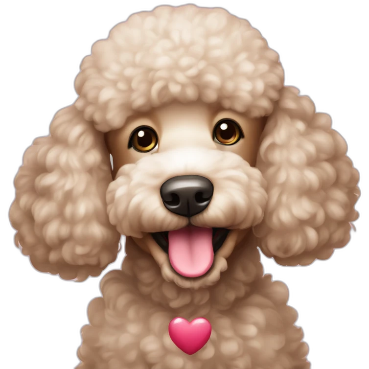 Perrito french poodle sonriendo con un corazón al fondo emoji