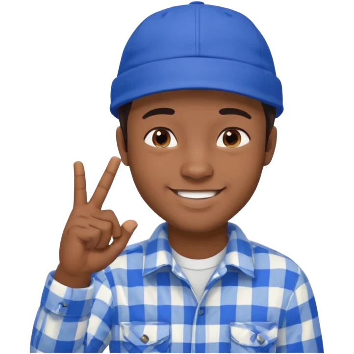 Emoji of a young man with dark hair, wearing a blue cap and a white flannel shirt, the young man is making a "like" gesture with his right hand emoji