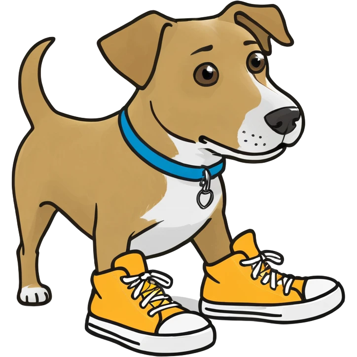 Dog wearing shoes emoji