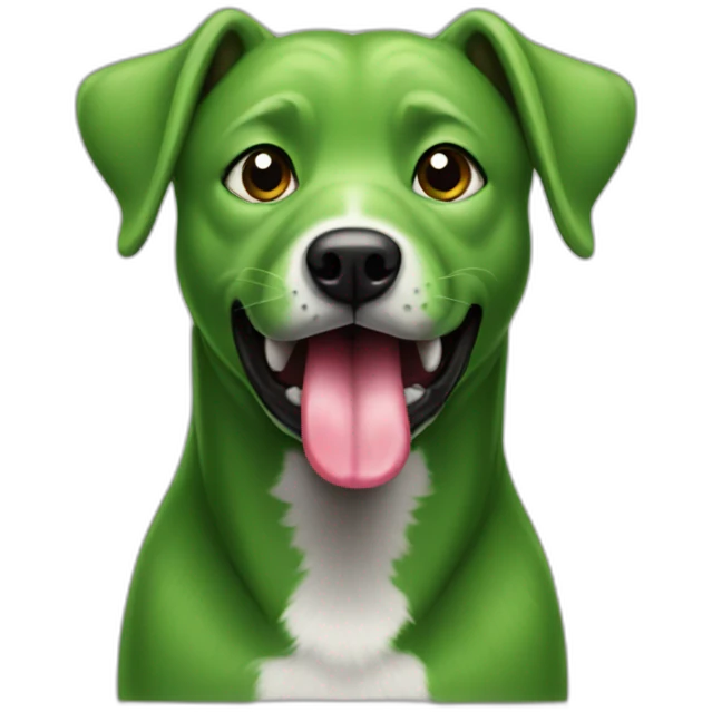 a green dog with his tongue sticking out emoji