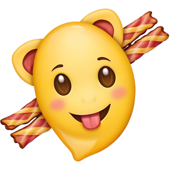 tongue out emoji holding a bacon strip emoji
