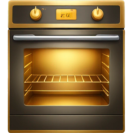 Realistic front facing shiny solid gold oven. emoji