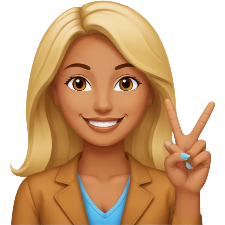 뻔뻔하고 기쎈 여자가 브이하는 모습 emoji