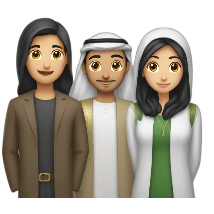 Arab asian and italian friends standing together emoji