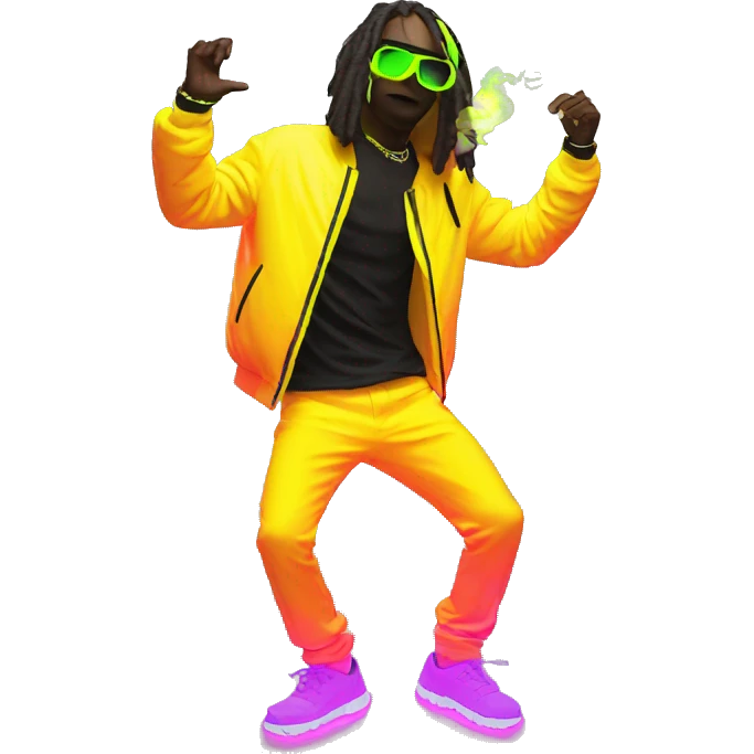 Rave party dancing neon smoking emoji