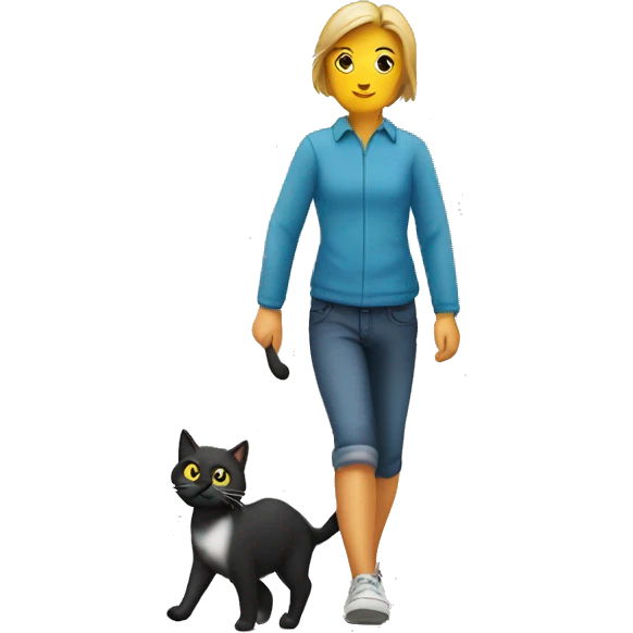 a cat walking its owner  emoji