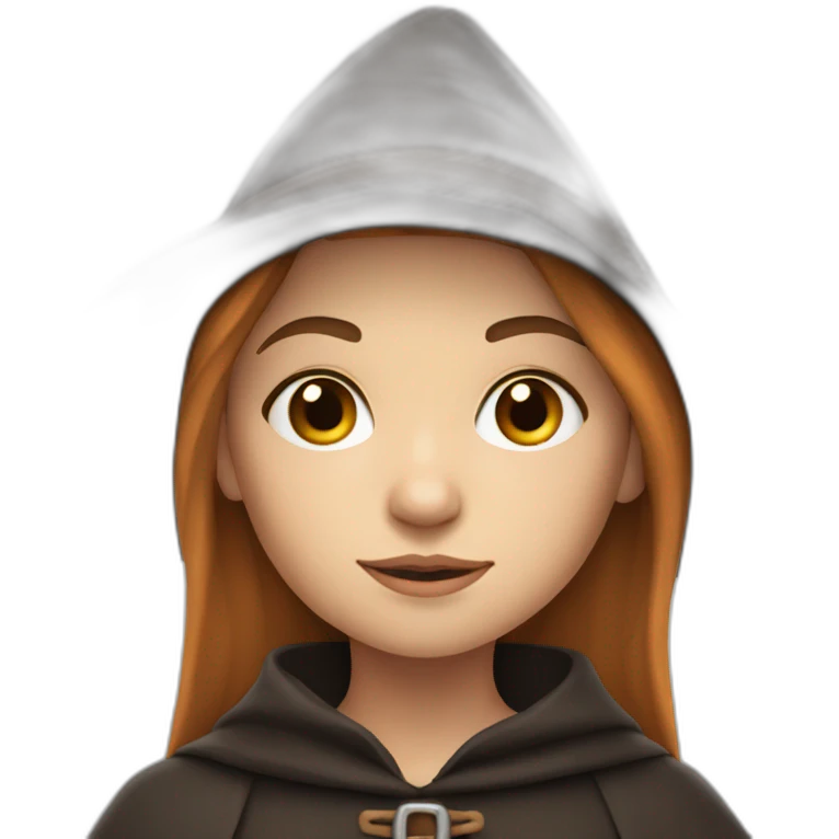 a young white brown very thin girl dressed as a witch emoji
