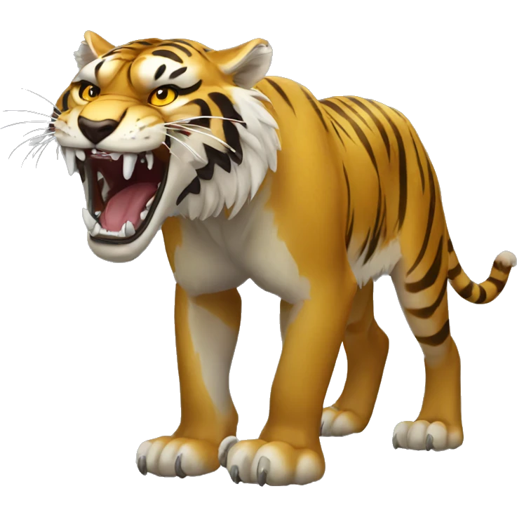 saber toothed tiger long fangs full body emoji