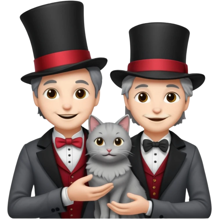 magician couple and their pet cat emoji
