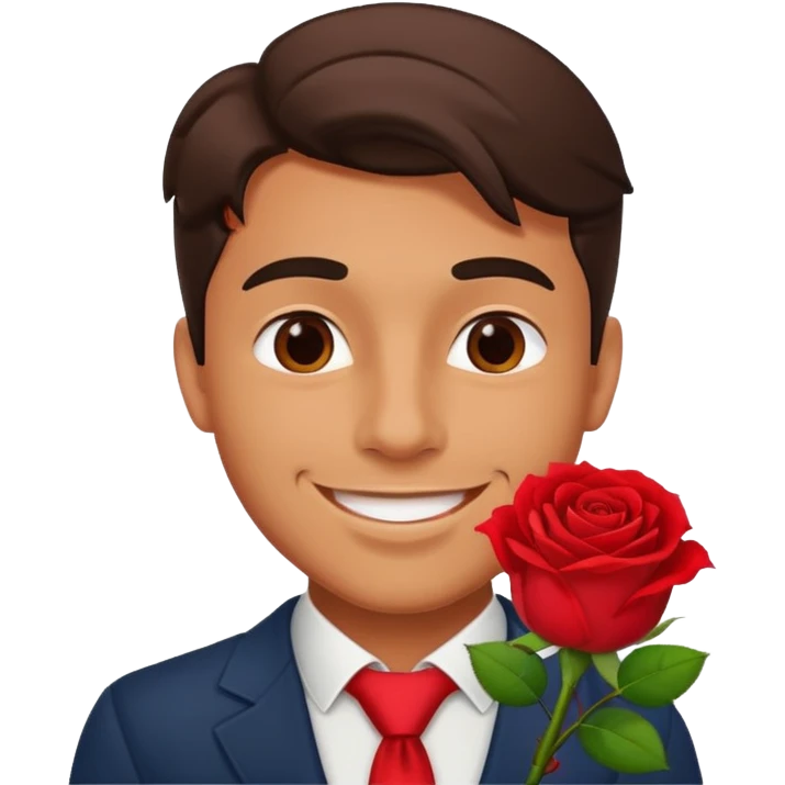 ramantic man with a rose in his mouth emoji