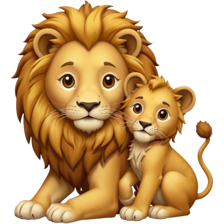 lion with a  cub playing emoji
