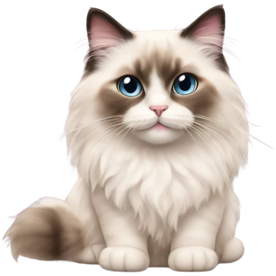 Cute Realistic ragdoll cat with pale pink bow emoji