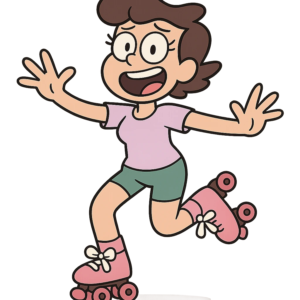 pink roller skates with white bow, cartoon style emoji