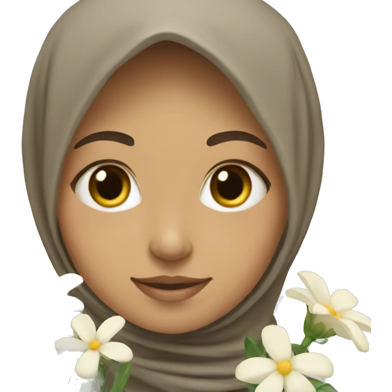 Light skinned Muslim holding white flowers  emoji