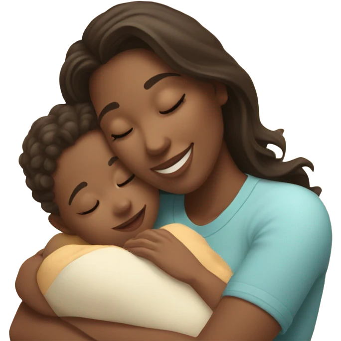 White brunette girl cuddling with baby emoji