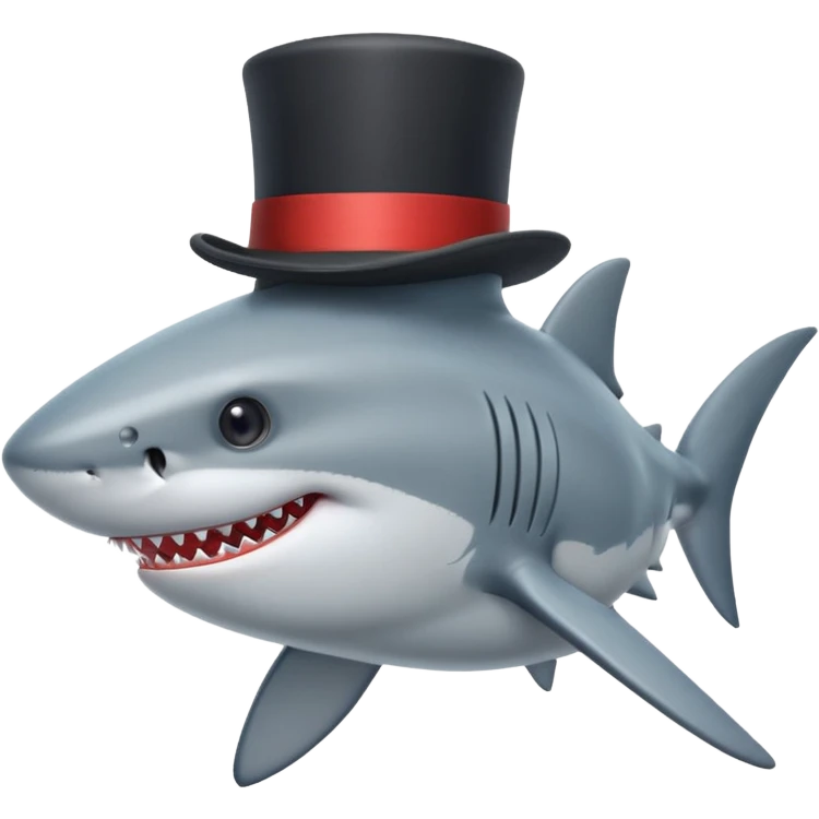 Shark with a top hat emoji