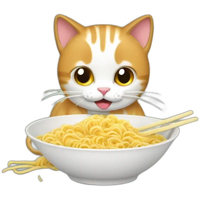 cat eat noodles emoji