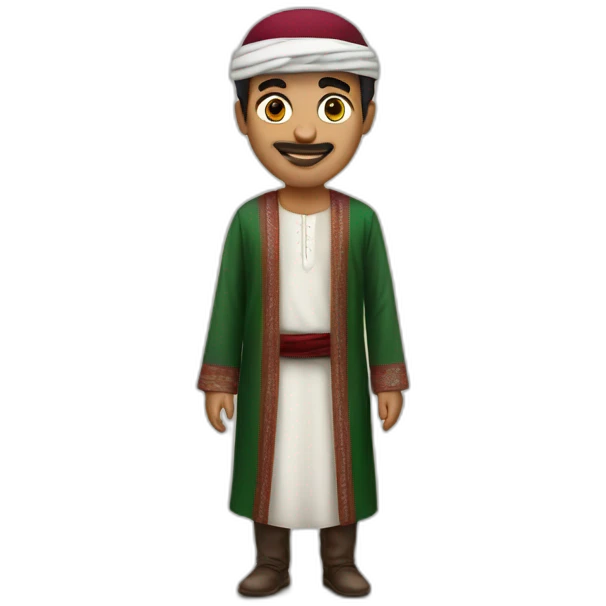 A Qatari man in traditional attire in the colors of the Palestinian flag emoji