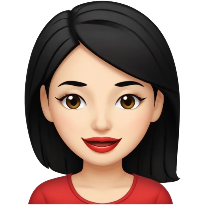 30-year-old Puerto Rican woman with black hair and white skin, winking emoji