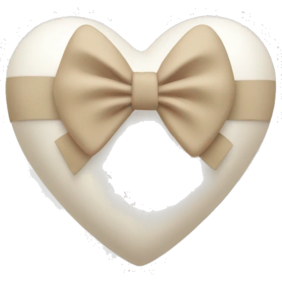 white heart with beige bow emoji