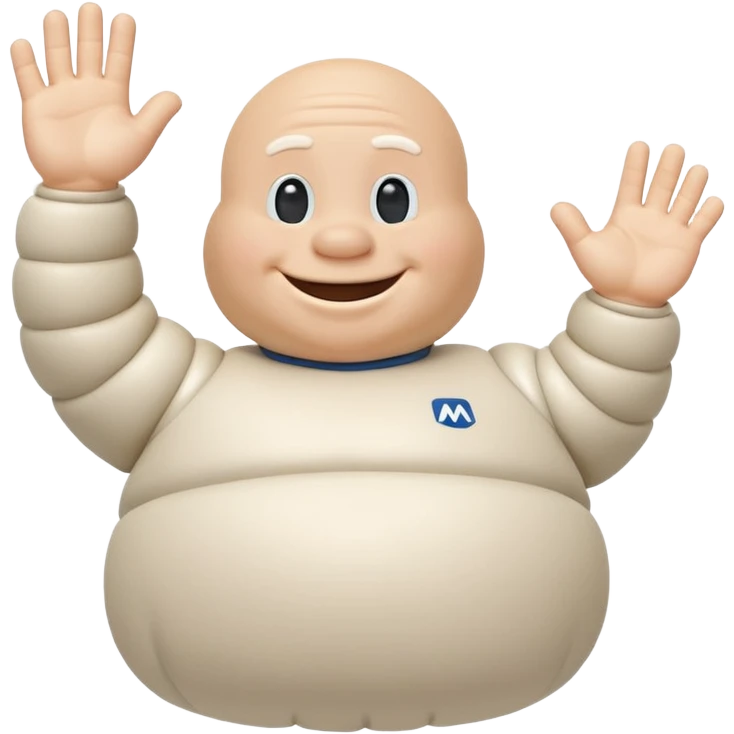 Michelin man day hello whit Is rigth hand emoji