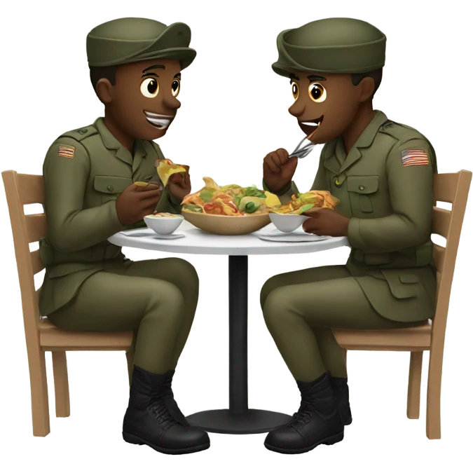 Soldiers eating together emoji