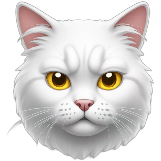 Cartoon White cat angry emoji