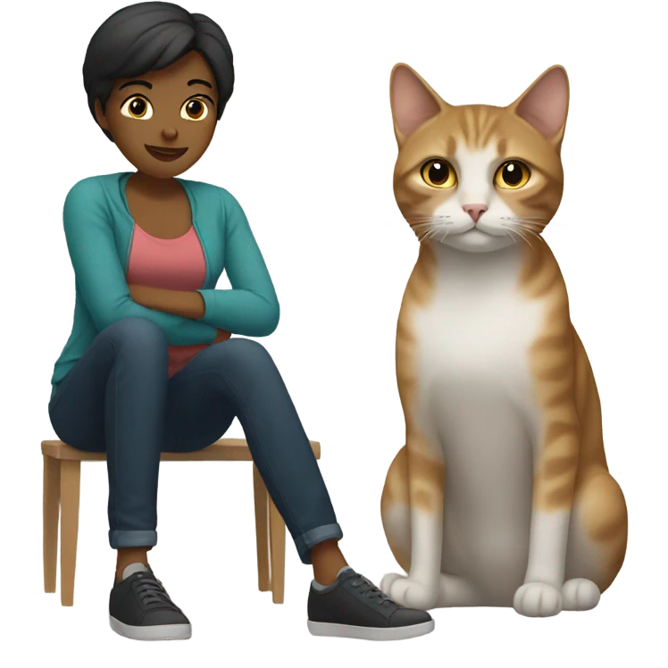 Me with a cat, female, short hair emoji