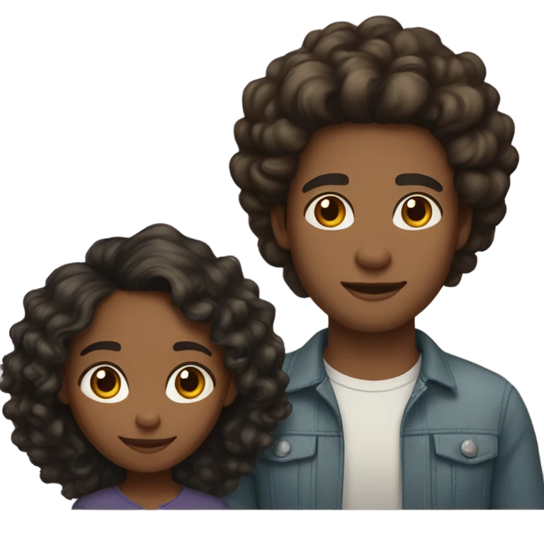 Light skin black girl with loose curls with a tall light skin Hispanic male with dark brown hair. They’re a couple  emoji